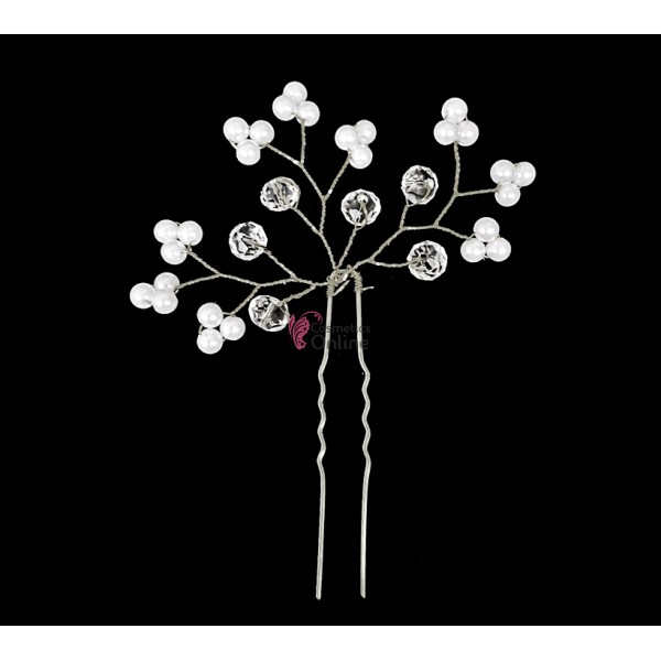 Ac metalic pentru par ACM008CC Argintiu cu strasuri Moderne